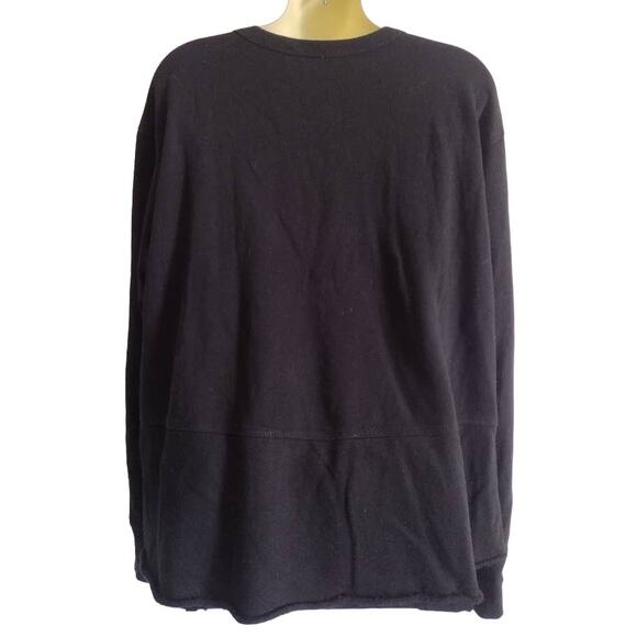 Wilt Pullover Cropped Top Spritzed with Silver Metallic Spray, Black, Sz M - Picture 3 of 5